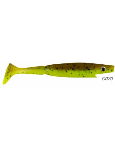 Strike Pro Piglet Shad 10 cm / 7 g./ Fb.: C020 Brown Chartreuse Flake