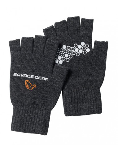 Savage Gear Knitted Half Finger Glove Gr. L Handschuhe