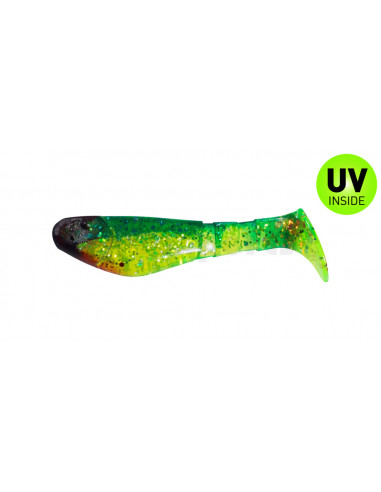 Kopyto Classic 2" Gummiköder 5 cm, Fb.: Chartreuse-Glitter/Blau