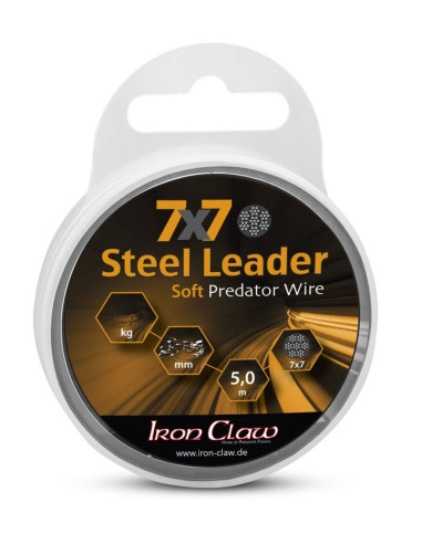 Iron Claw 7x7 Steel Leader Soft Predator Wire 12 kg./ 5 m