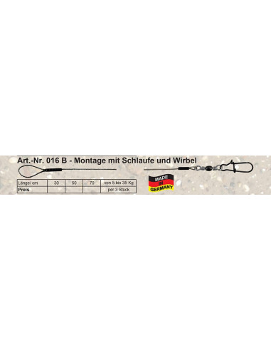Profi-Blinker Fibresteel Montage mit Schlaufe und Wirbel 20 kg./ 5o cm