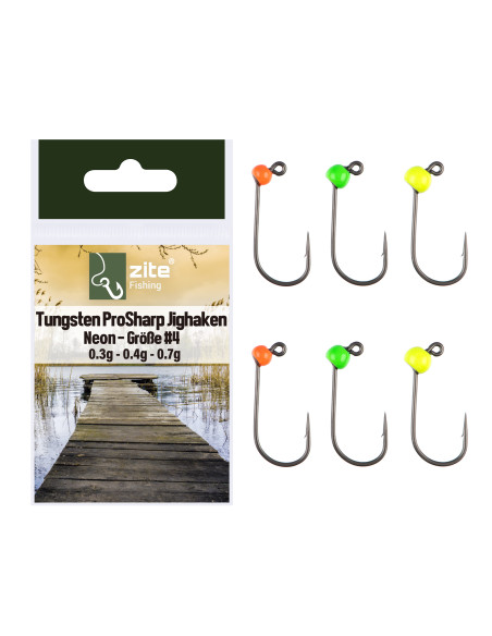 Zite Fishing Tungsten Pro Sharp Jighaken Gr.4 Neon