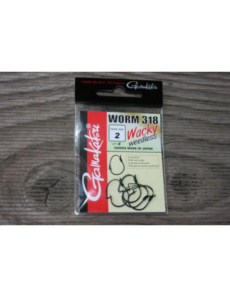 Gamakatsu Worm 318 Wacky Weedless Krautschutzhaken, Gr. 2