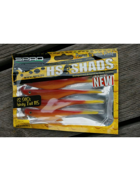 Spro HS 910 Pointy Tail Shad 115, Fb. Yello'Red
