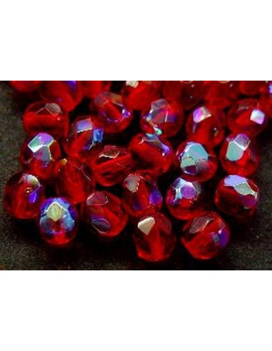 echte Glasperlen 6 mm, Facettschliff, Fb.: rot