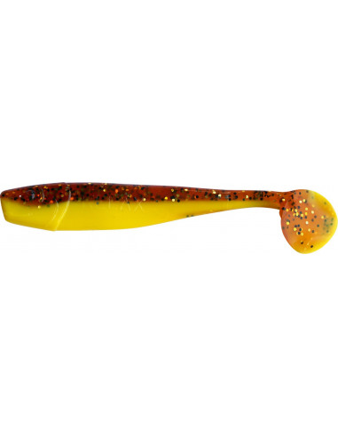 Relax King Shad 4", Fb.: Gelb-Motoroil-Glitter