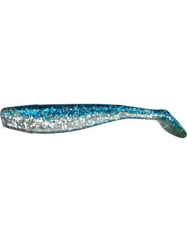 Relax King Shad 4", Fb.:  Klar Silber Glitter/Blau Glitter